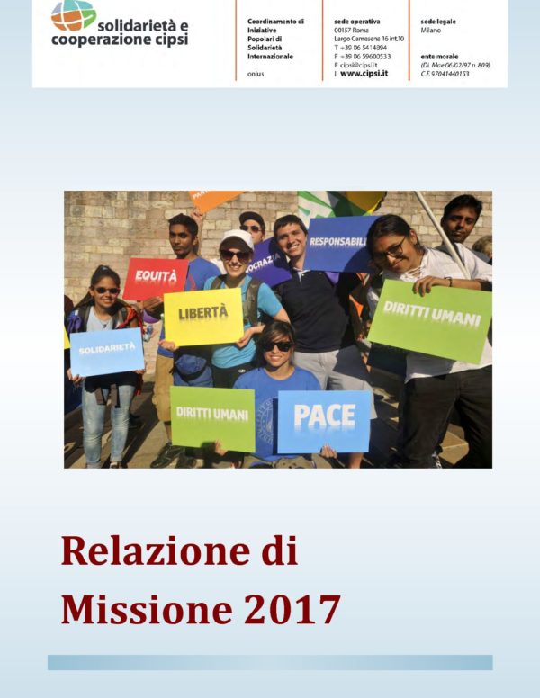 Relazione Di Missione 2017 Pdf Solidarietà E Cooperazione Cipsi 4355